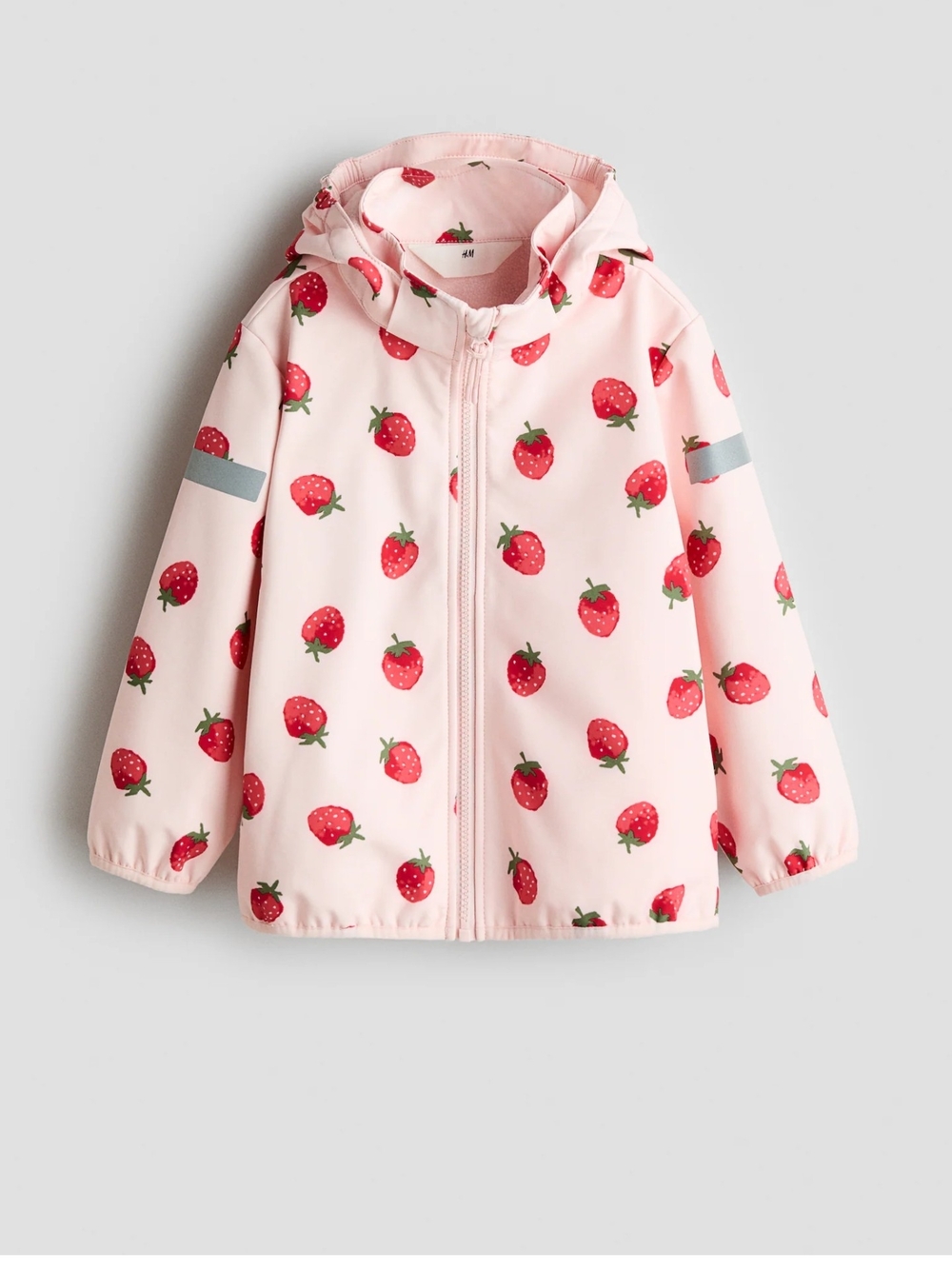 H&M Pink Strawberry Print Hooded Raincoat for Kids